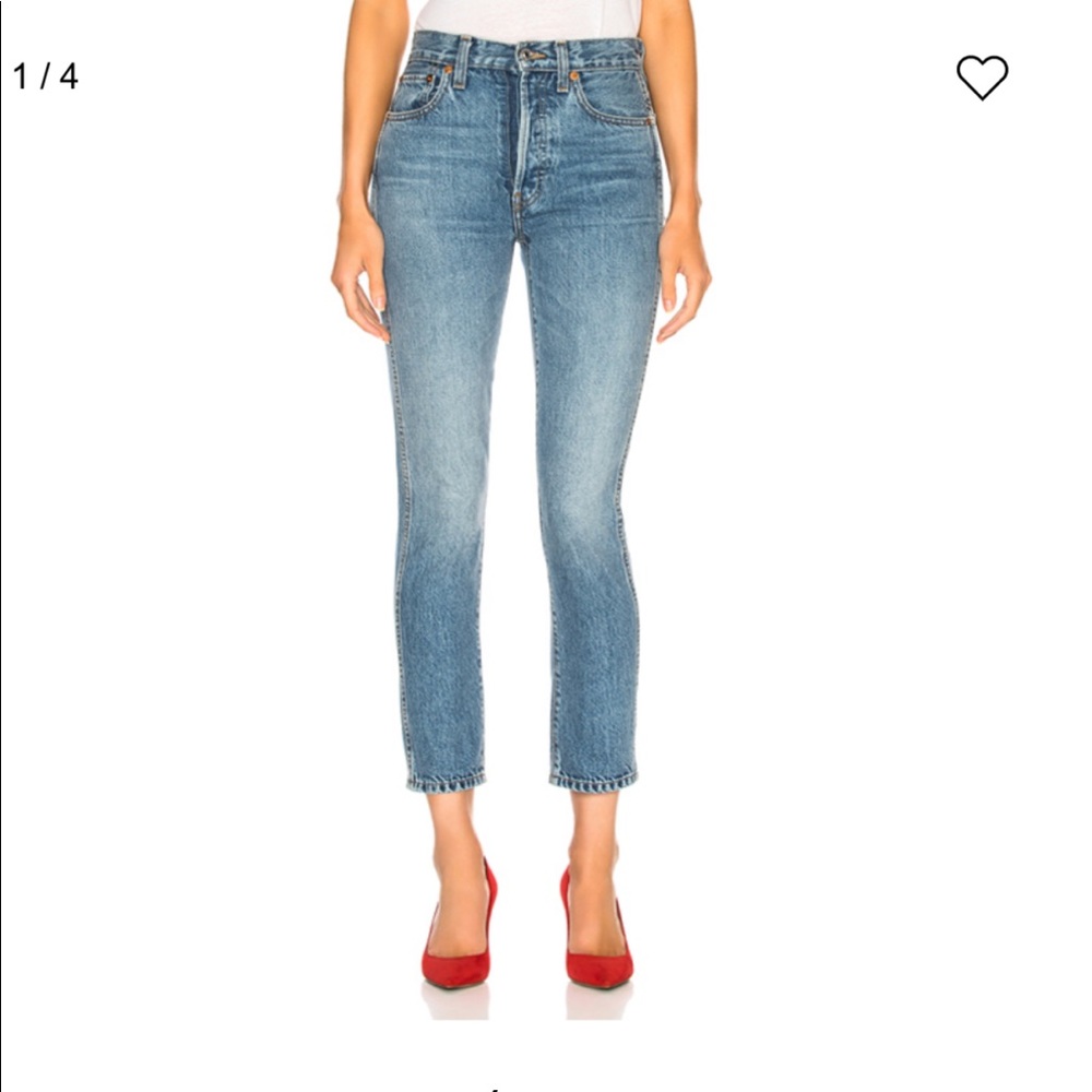 RE/DONE Double Needle Crop Jean Trucker Wash SZ 25